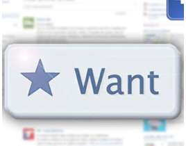 diseño gráfico botón lo quiero en las redes sociales Facebook