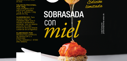 diseño gráfico etiqueta miel con sobrasada
